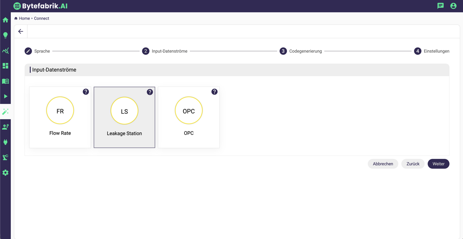 AI Pipelines Input-Auswahl