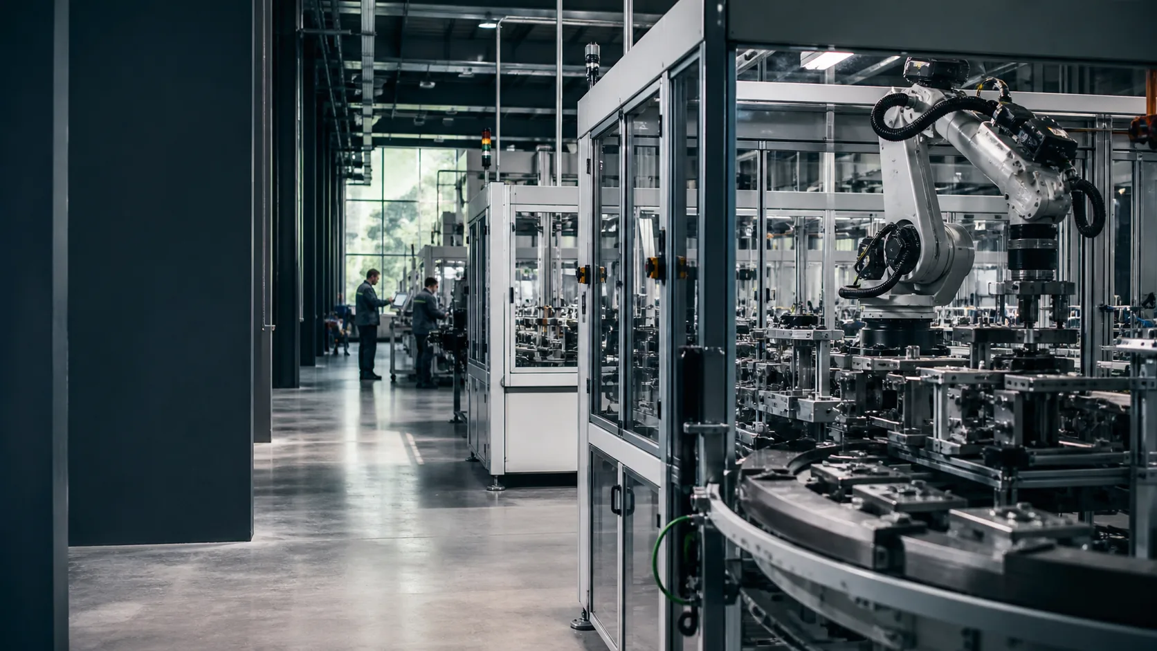 Automatisierte Produktionslinie in einer modernen Fertigung